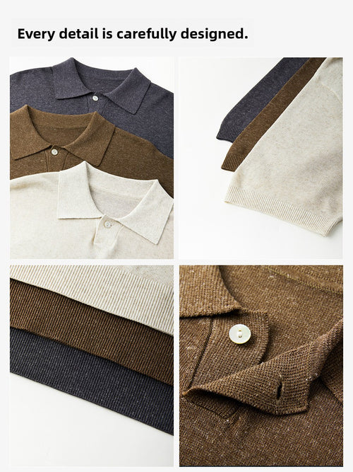 Mens Knitted Soft Polo Shirt